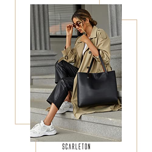 Scarleton Leather Tote Bag for Women, Womens Purses and Handbags, Reversible Tote Bags for Women, Purses for Women, H18422501, Camel/Black