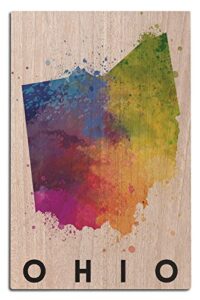 ohio, state abstract watercolor birch wood wall sign (12×18 rustic home decor, ready to hang art)