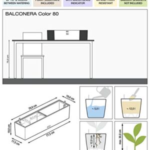 Lechuza 15680 Balconera Color 80 Garden Indoor and Outdoor Use, White Matte Self Watering Planter