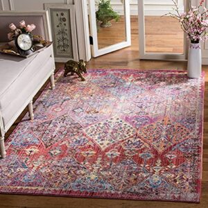 safavieh bristol collection 7′ square rose / multi btl352r boho chic distressed area rug