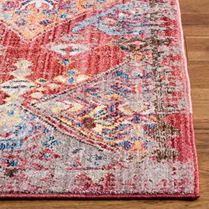 SAFAVIEH Bristol Collection 7' Square Rose / Multi BTL352R Boho Chic Distressed Area Rug