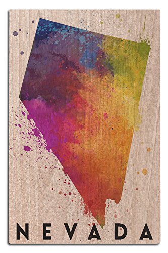 Nevada, State Abstract Watercolor Birch Wood Wall Sign (12x18 Rustic Home Decor, Ready to Hang Art)