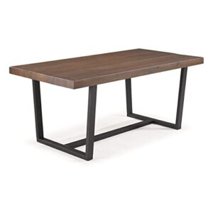 walker edison andre modern solid wood dining table, 72 inch, mahogany