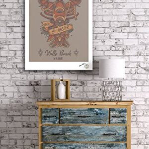 Wells Beach, Maine, You're my Lobster, Lobster Tattoo 84699 (24x36 SIGNED Print Master Art Print, Wall Decor Poster)