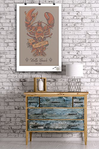 Wells Beach, Maine, You're my Lobster, Lobster Tattoo 84699 (24x36 SIGNED Print Master Art Print, Wall Decor Poster)