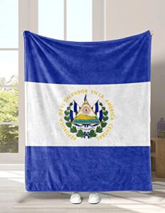 carwayii el salvador flag blanket,cozy thermal sherpa throw blanket no shedding flannel couch lap blanket for bed couch,soft office blanket all season 50”x60”