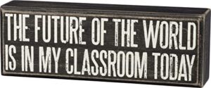 primitives by kathy box sign-future of the world, 8×2.75 inches, black, white