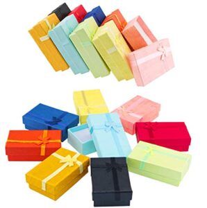 pralb 18pcs assorted jewelry gifts boxes, cardboard ring boxes with padding gifts paper boxes jewelry storage cube satin ribbons bowknot (9 colors, 3.15″ x 1.97″ x 0.98″)