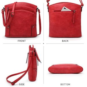 VONMAY Large Crossbody Bags for Women Triple Zip Pocket Cross Body Purses and Handbags Red