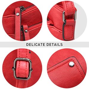 VONMAY Large Crossbody Bags for Women Triple Zip Pocket Cross Body Purses and Handbags Red