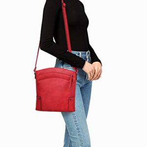 VONMAY Large Crossbody Bags for Women Triple Zip Pocket Cross Body Purses and Handbags Red