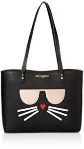 karl lagerfeld paris womens maybelle tote bag, black/gold, one size us