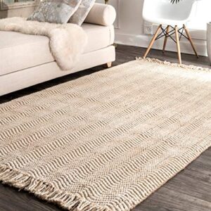 nuloom wavy chevron jute area rug, 5 ft x 8 ft, natural