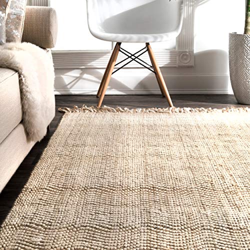 nuLOOM Wavy Chevron Jute Area Rug, 5 ft x 8 ft, Natural