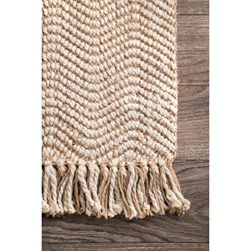 nuLOOM Wavy Chevron Jute Area Rug, 5 ft x 8 ft, Natural