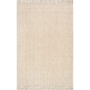 nuLOOM Wavy Chevron Jute Area Rug, 5 ft x 8 ft, Natural