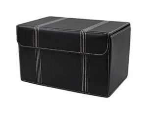 the lucky clover trading collapsible faux leather lid basket, black