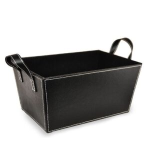 the lucky clover trading faux leather handles, medium basket, black