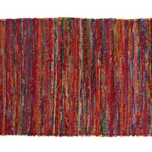 Cotton Multi Chindi Hand Woven Rugs 24x36 inch Multi Color,Cotton Area Rugs,Indoor Out Door Rugs 2'x3',Rugs for Living Room, Machine Washable Rugs,Hand Woven & Kitchen Entryway Rug
