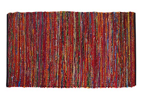 Cotton Multi Chindi Hand Woven Rugs 24x36 inch Multi Color,Cotton Area Rugs,Indoor Out Door Rugs 2'x3',Rugs for Living Room, Machine Washable Rugs,Hand Woven & Kitchen Entryway Rug