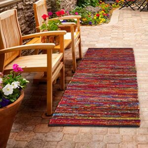 Cotton Multi Chindi Hand Woven Rugs 24x36 inch Multi Color,Cotton Area Rugs,Indoor Out Door Rugs 2'x3',Rugs for Living Room, Machine Washable Rugs,Hand Woven & Kitchen Entryway Rug
