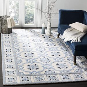 safavieh bella collection 6′ x 9′ ivory/blue bel155a handmade premium wool & viscose area rug