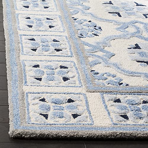 Safavieh Bella Collection 6' x 9' Ivory/Blue BEL155A Handmade Premium Wool & Viscose Area Rug