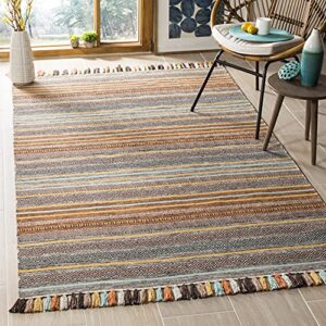 safavieh montauk collection 5′ x 8′ turquoise / brown mtk901e handmade boho stripe fringe cotton area rug