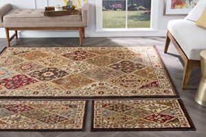 universal rugs 105120 multi 3 pc. set 5-feet by 7-feet, 20-inch by 60-inch and 20-inch by 32-inch area rug, 3-piece