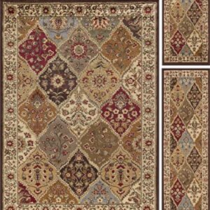 Universal Rugs 105120 Multi 3 Pc. Set 5-Feet by 7-Feet, 20-Inch by 60-Inch and 20-Inch by 32-Inch Area Rug, 3-Piece