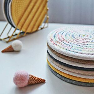 BUYGOO 8Pcs Braided Cup Coasters, Cotton Round Woven Cute Coasters Drink Absorbent Woven Coasters - Super Absorbent Heat-Resistant Thicken Non-Slip Braided Coasters for Drinks, Great Housewarming Gift