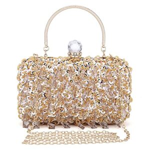 uborse women rhinestone wedding clutch bag bling sequin evening purse vintage crystal beaded cocktail party handbag gold