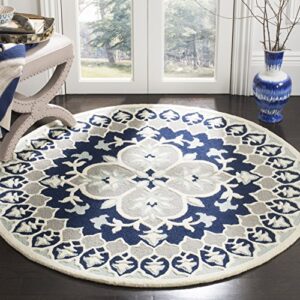 safavieh bellagio collection 5′ round navy blue/ivory blg610c handmade medallion premium wool area rug