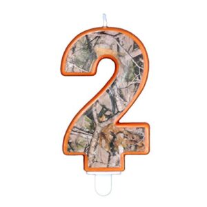 havercamp next camo party birthday number 2″ candle | 1 count | great for hunter themed party, camouflage motif, birthday event, graduation party, father’s day celebration, wedding anniversary