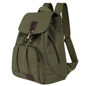 qyoubi canvas fashion backpacks purse casual outdoor shopping daypacks school rucksack hiking travel multipurpose bag green
