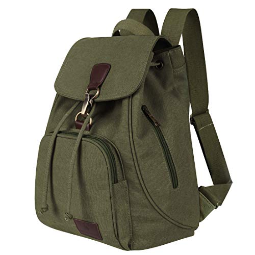 Qyoubi Canvas Fashion Backpacks Purse Casual Outdoor Shopping Daypacks School Rucksack Hiking Travel Multipurpose Bag Green