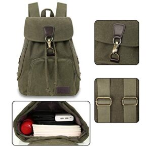 Qyoubi Canvas Fashion Backpacks Purse Casual Outdoor Shopping Daypacks School Rucksack Hiking Travel Multipurpose Bag Green