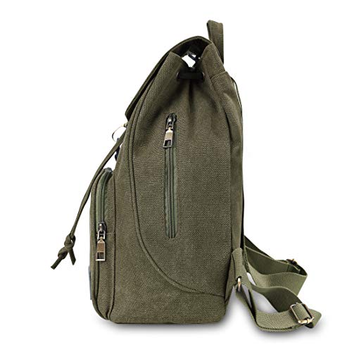 Qyoubi Canvas Fashion Backpacks Purse Casual Outdoor Shopping Daypacks School Rucksack Hiking Travel Multipurpose Bag Green