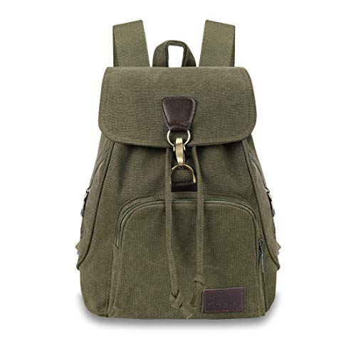 Qyoubi Canvas Fashion Backpacks Purse Casual Outdoor Shopping Daypacks School Rucksack Hiking Travel Multipurpose Bag Green
