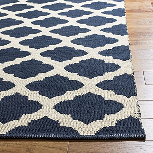 SAFAVIEH Montauk Collection 3' x 5' Navy/Ivory MTK723H Handmade Trellis Cotton Area Rug