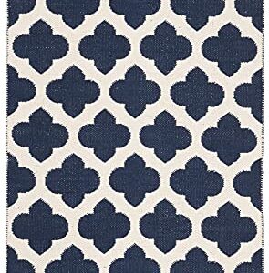 SAFAVIEH Montauk Collection 3' x 5' Navy/Ivory MTK723H Handmade Trellis Cotton Area Rug