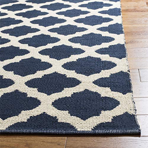 SAFAVIEH Montauk Collection 3' x 5' Navy/Ivory MTK723H Handmade Trellis Cotton Area Rug