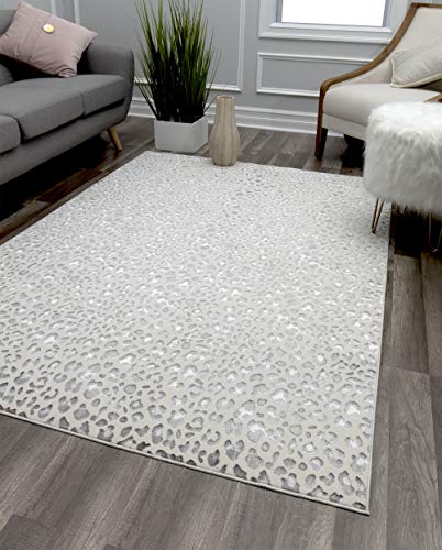 CosmoLiving by Cosmopolitan HZ50A Cougar Area Rug, Snow Leopard