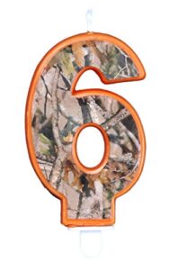 havercamp next camo party birthday number 6″ candle | 1 count | great for hunter themed party, camouflage motif, birthday event, graduation party, father’s day celebration, wedding anniversary