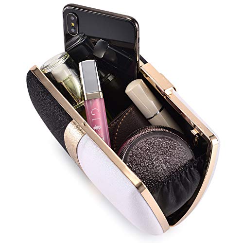 Selighting Glitter Clutch Evening Bags for Women Formal Bridal Wedding Clutches Purses Prom Cocktail Party Handbags Black White