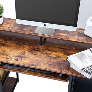 TOPSKY Computer Desk with Storage Shelves/23.2” Keyboard Tray/Monitor Stand Study Table for Home Office(46.5x19 inch, Rustic Brown)