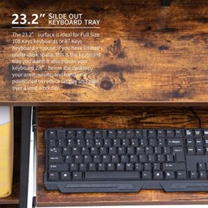 TOPSKY Computer Desk with Storage Shelves/23.2” Keyboard Tray/Monitor Stand Study Table for Home Office(46.5x19 inch, Rustic Brown)