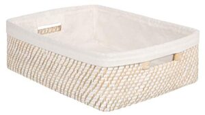 kouboo 1060086 laguna liner, white-wash rattan shelf basket