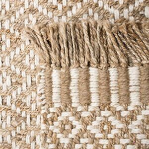 SAFAVIEH Natural Fiber Collection 4' x 6' Ivory NF182A Handmade Boho Farmhouse Fringe Jute Area Rug