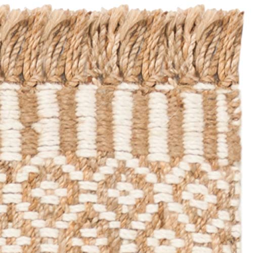 SAFAVIEH Natural Fiber Collection 4' x 6' Ivory NF182A Handmade Boho Farmhouse Fringe Jute Area Rug